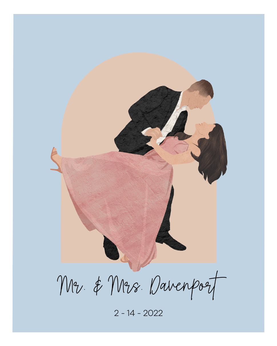 Custom Couple Portrait Two Tone Arch - Fairlight Co