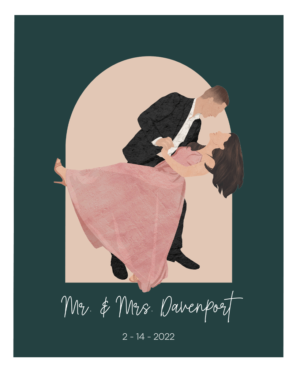 Custom Couple Portrait Two Tone Arch - Fairlight Co