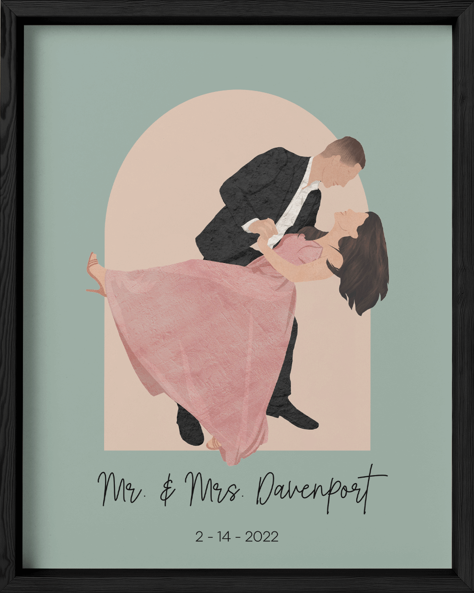 Custom Couple Portrait Two Tone Arch - Fairlight Co