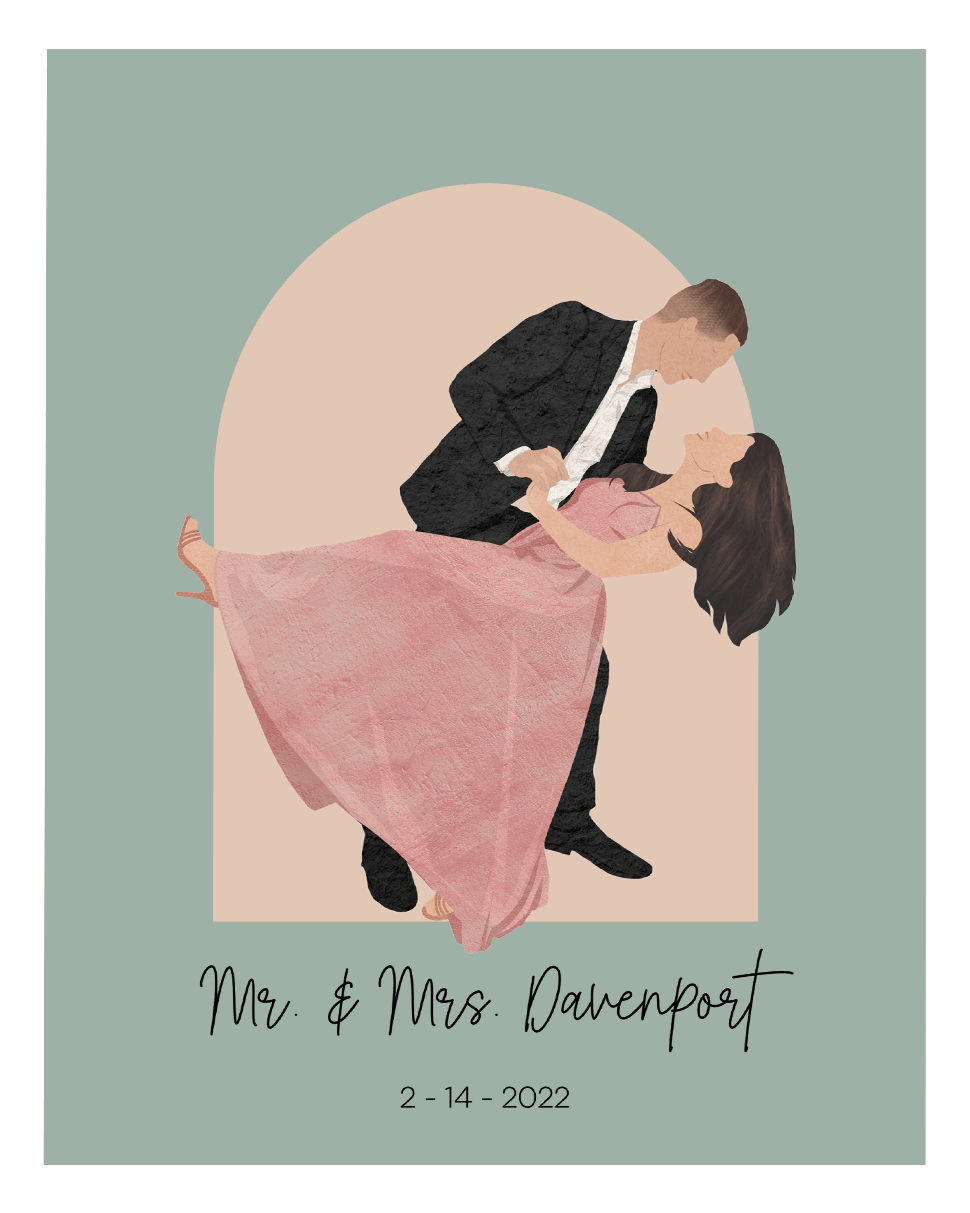 Custom Couple Portrait Two Tone Arch - Fairlight Co