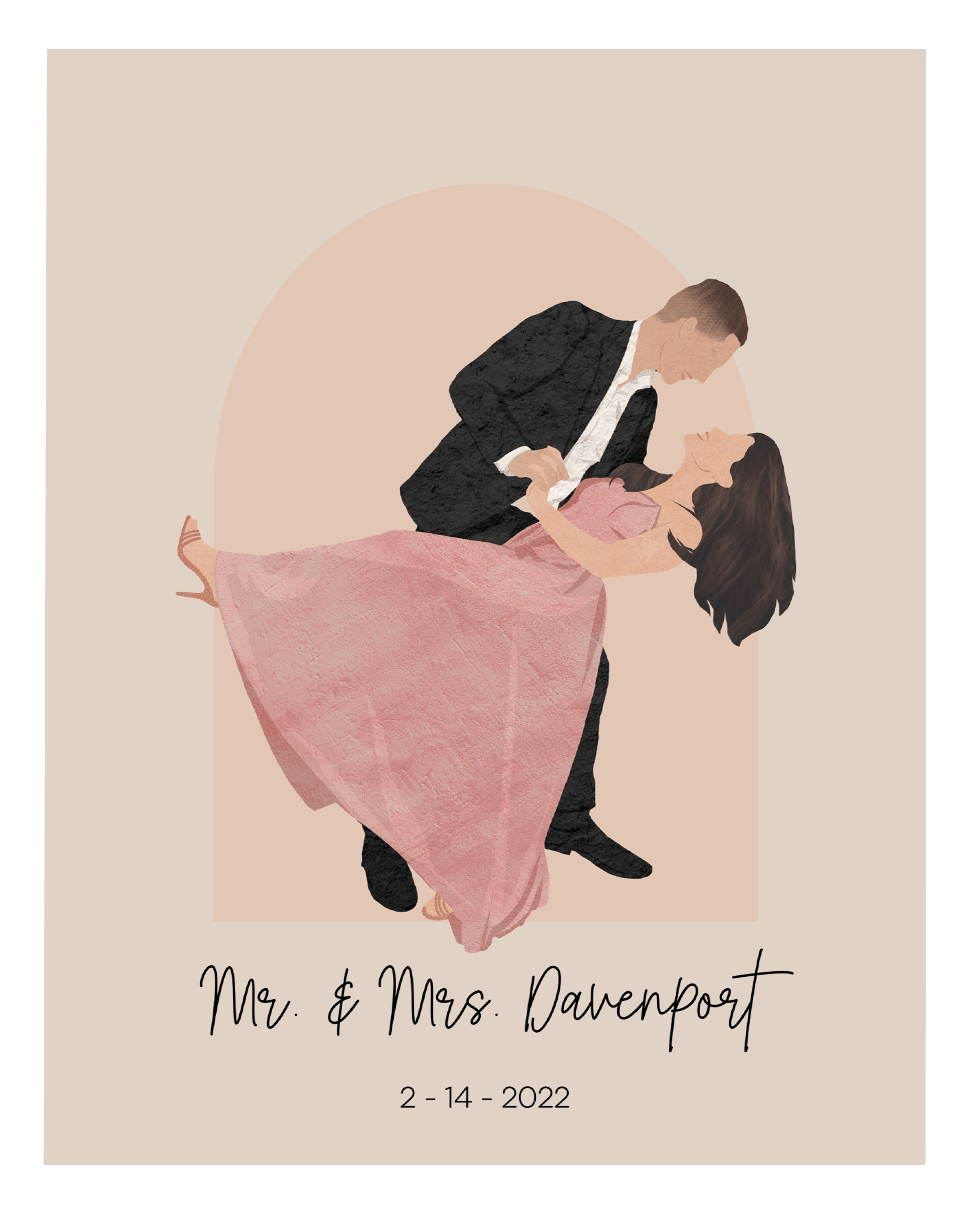 Custom Couple Portrait Two Tone Arch - Fairlight Co