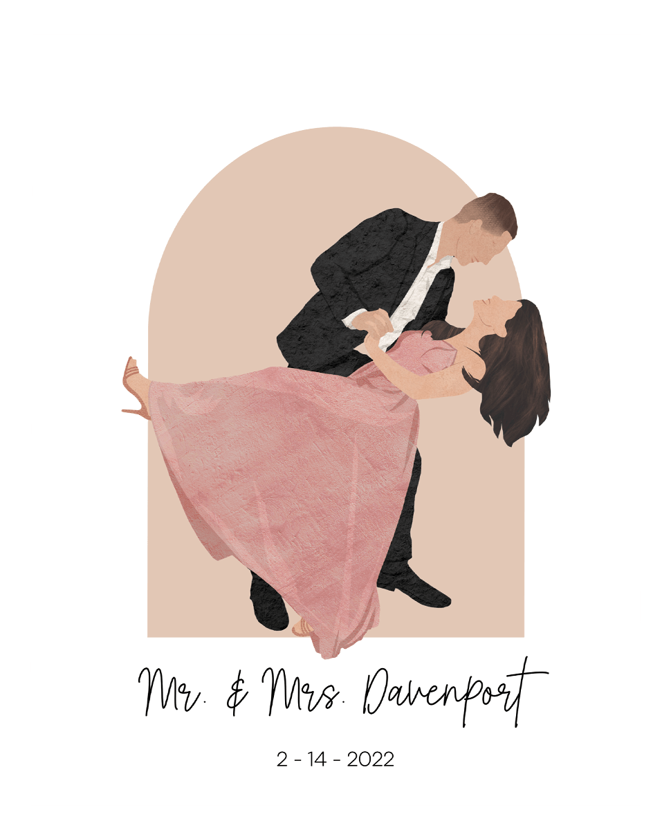 Custom Couple Portrait Two Tone Arch - Fairlight Co